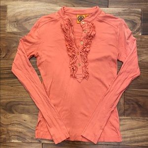 Pink Tory Burch Feont Ruffled Long Sleeve XS